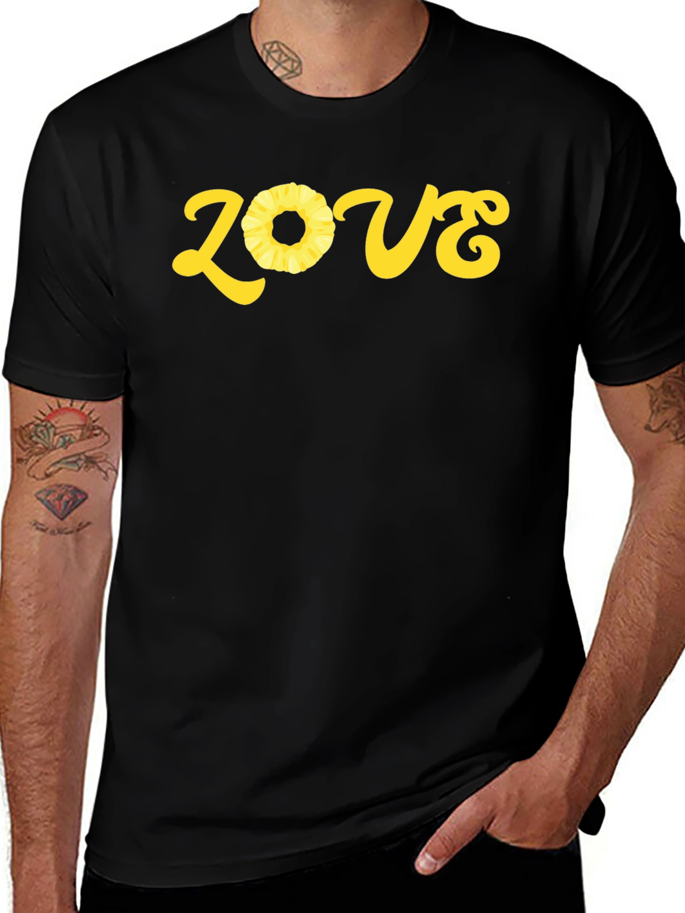 Pineapple Love Graphic T-Shirt - Black