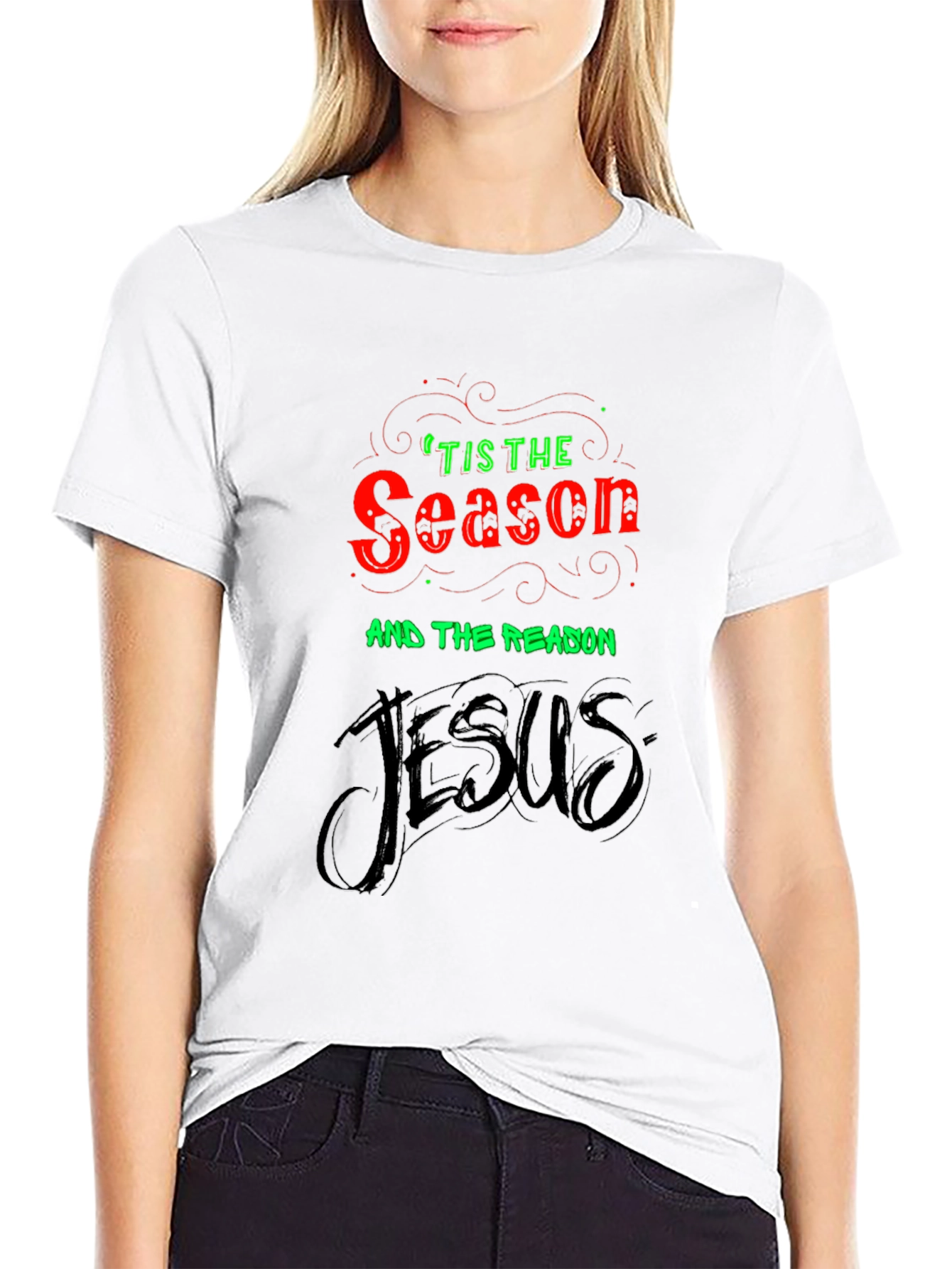 Tis The Season Jesus Black Graphic Tee