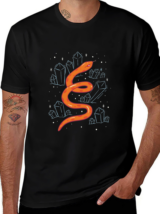 Snake & Crystals Graphic Tee - Stylish Casual Wear