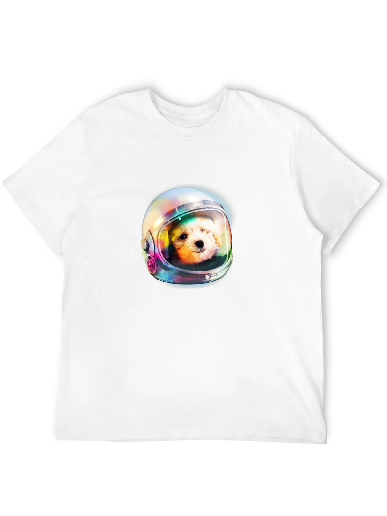 Dog Astronaut Graphic Print Black T-Shirt