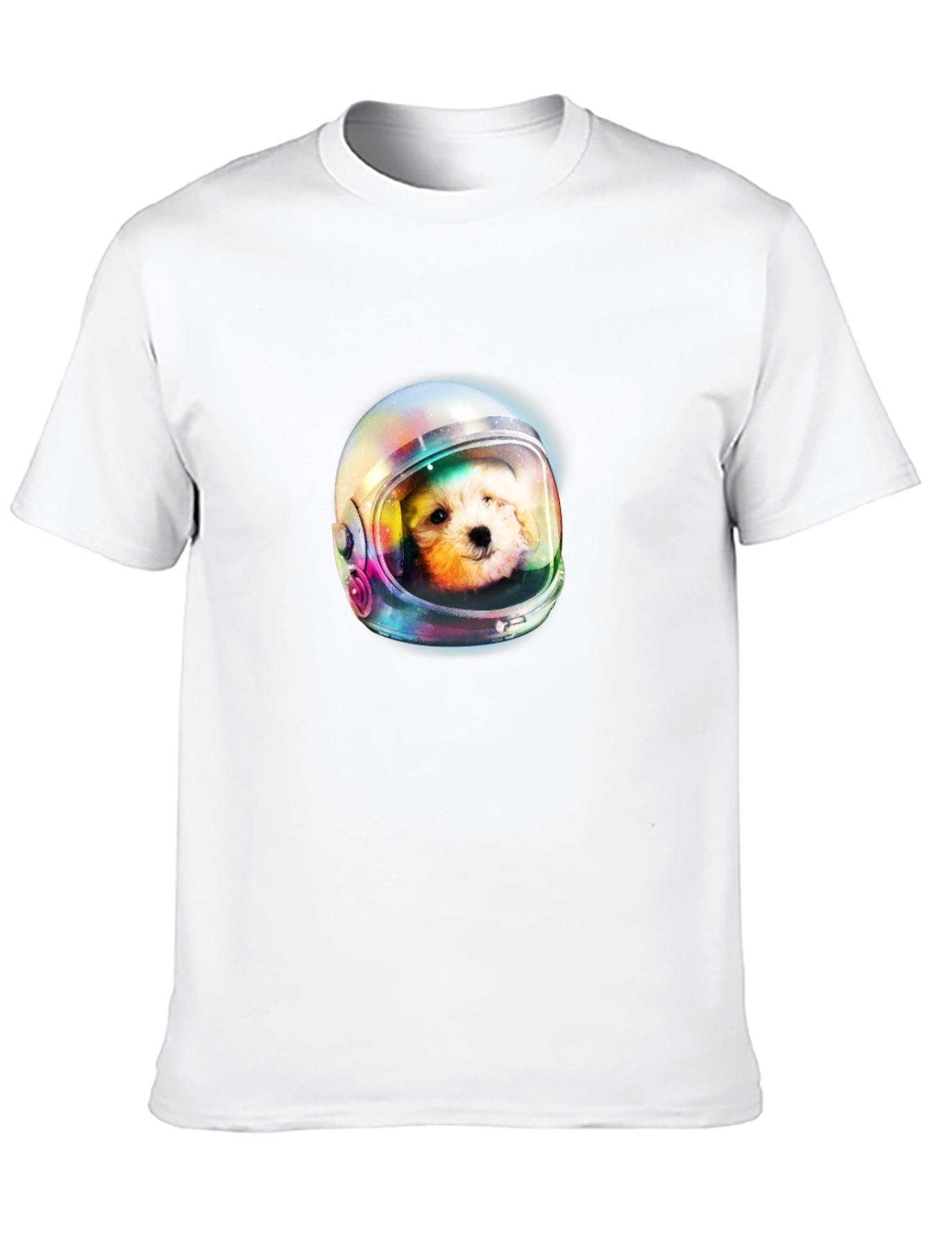 Dog Astronaut Graphic Print Black T-Shirt