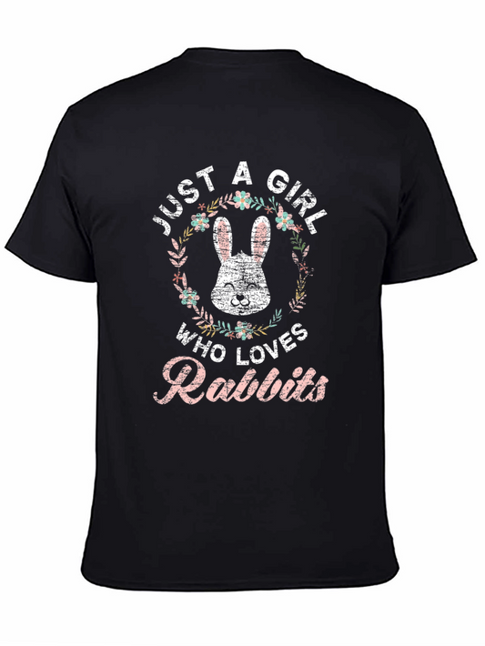 Just A Girl Who Loves Rabbits T-Shirt - Black