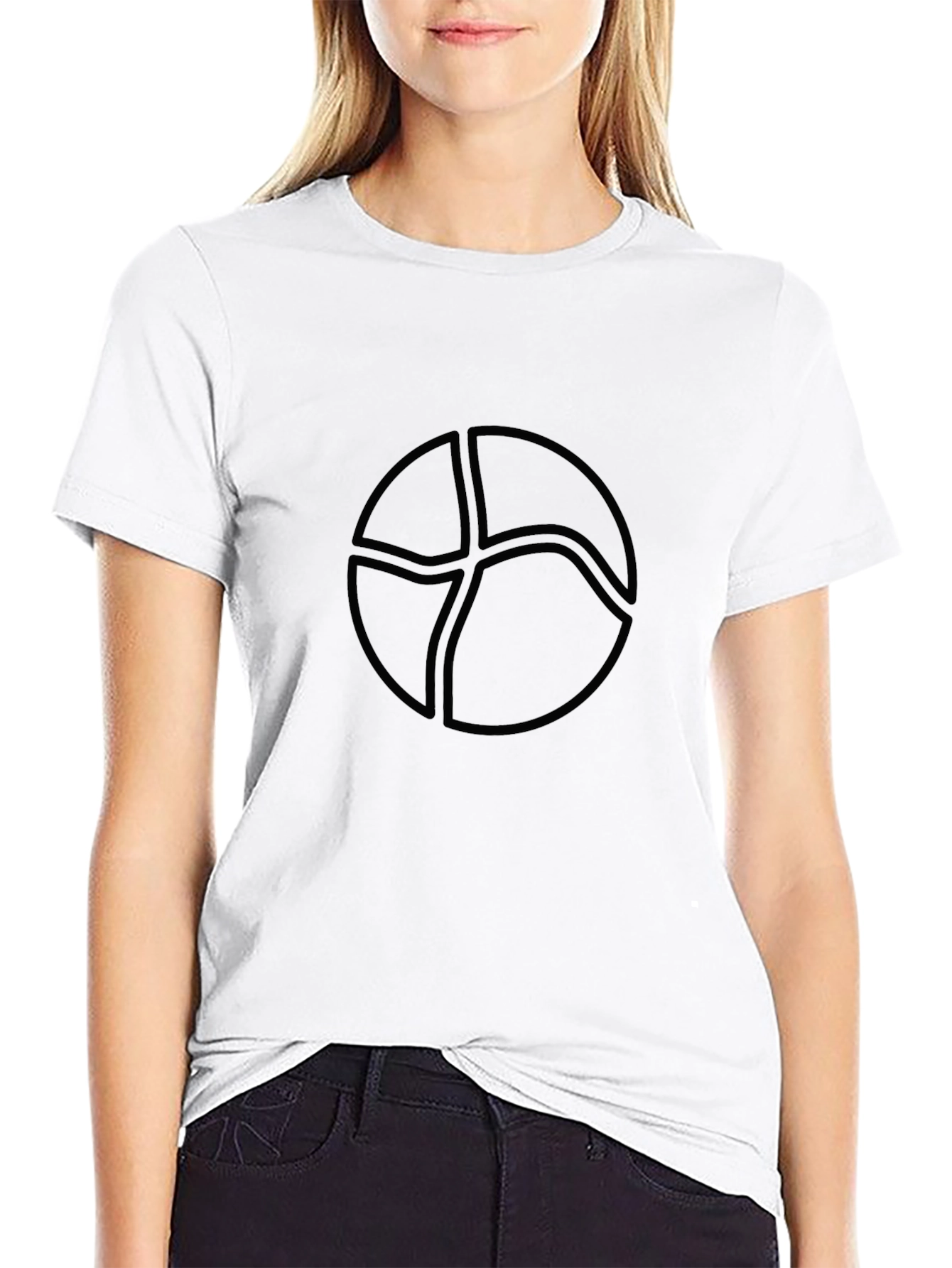 Minimalist Black Tee with Abstract Circle Design