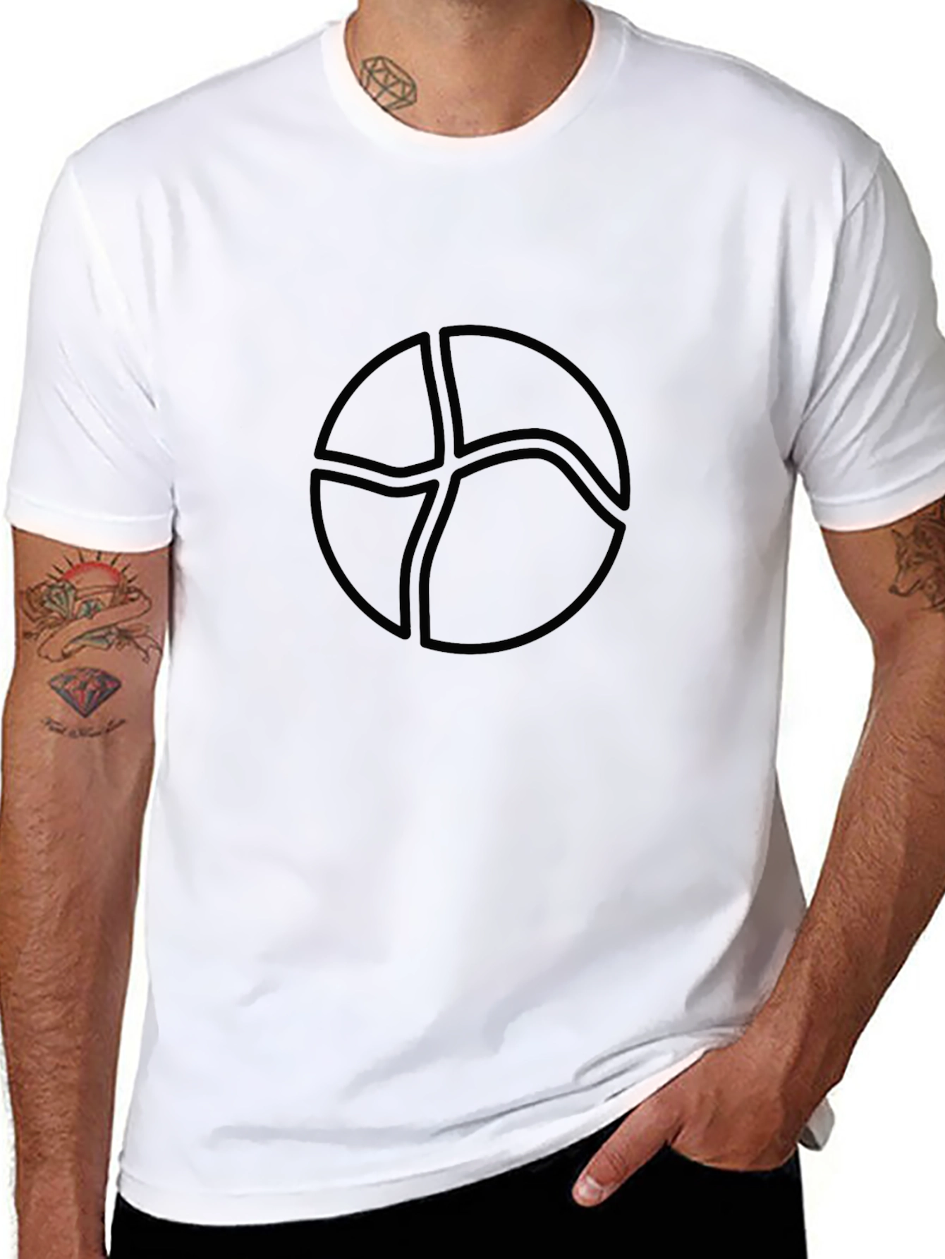 Minimalist Black Tee with Abstract Circle Design