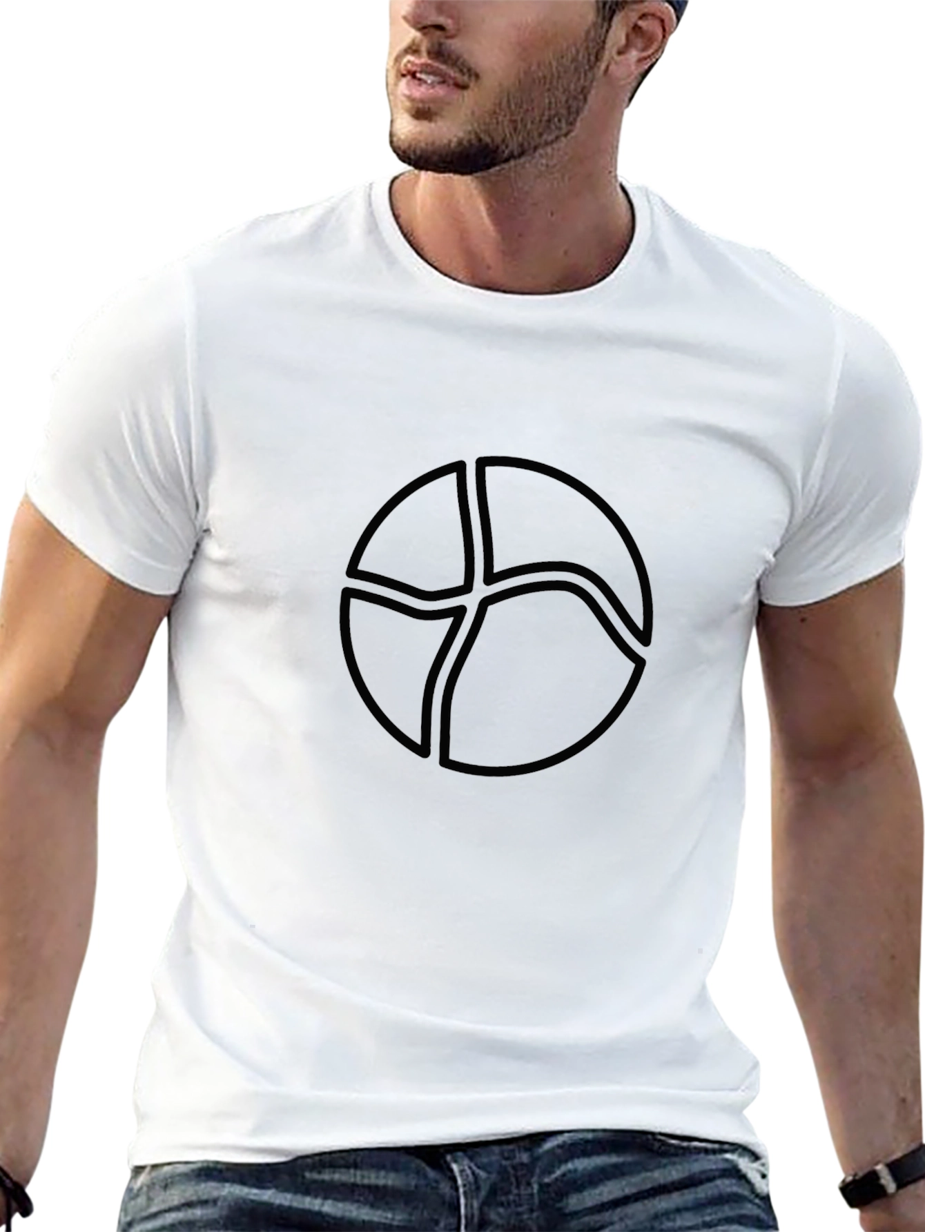 Minimalist Black Tee with Abstract Circle Design