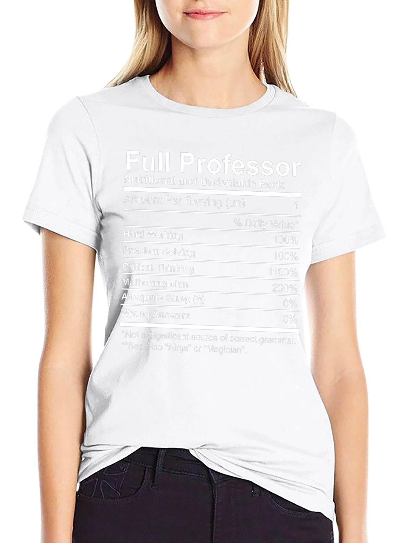 Full Professor T-Shirt Nutritional Facts Novelty Tee