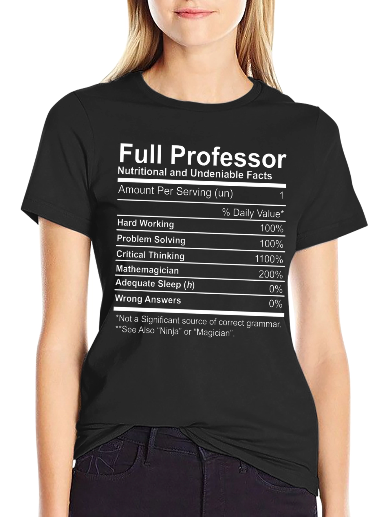 Full Professor T-Shirt Nutritional Facts Novelty Tee