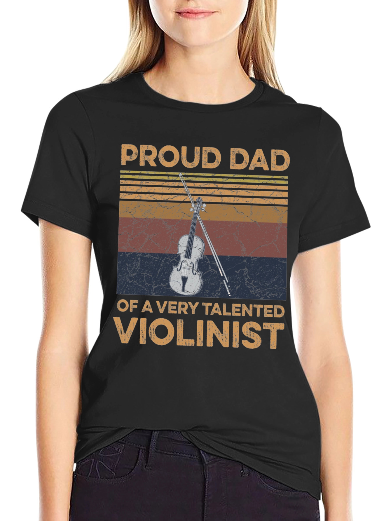 Proud Dad Violinist Graphic Tee