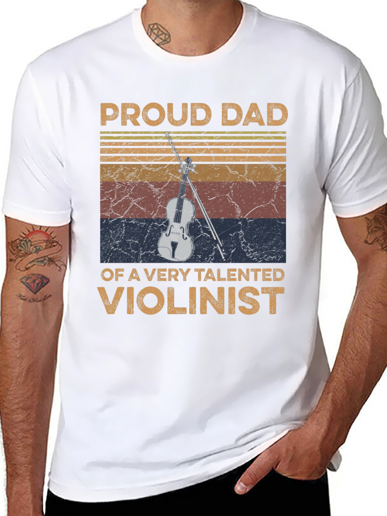 Proud Dad Violinist Graphic Tee
