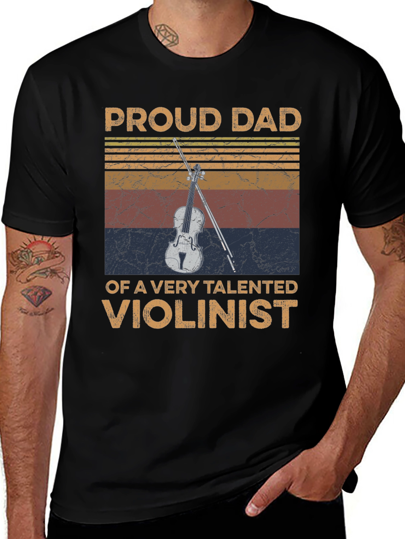 Proud Dad Violinist Graphic Tee