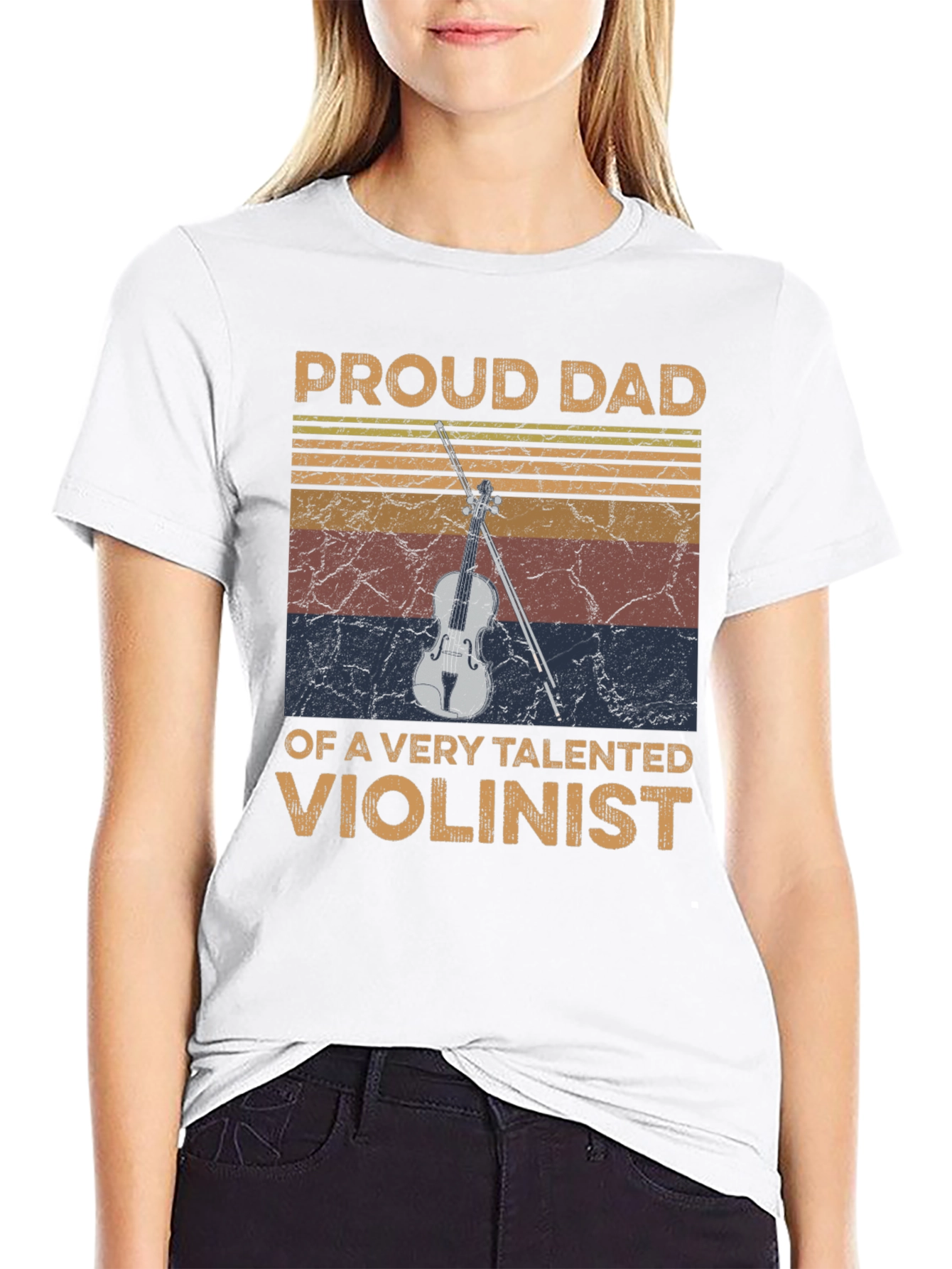 Proud Dad Violinist Graphic Tee