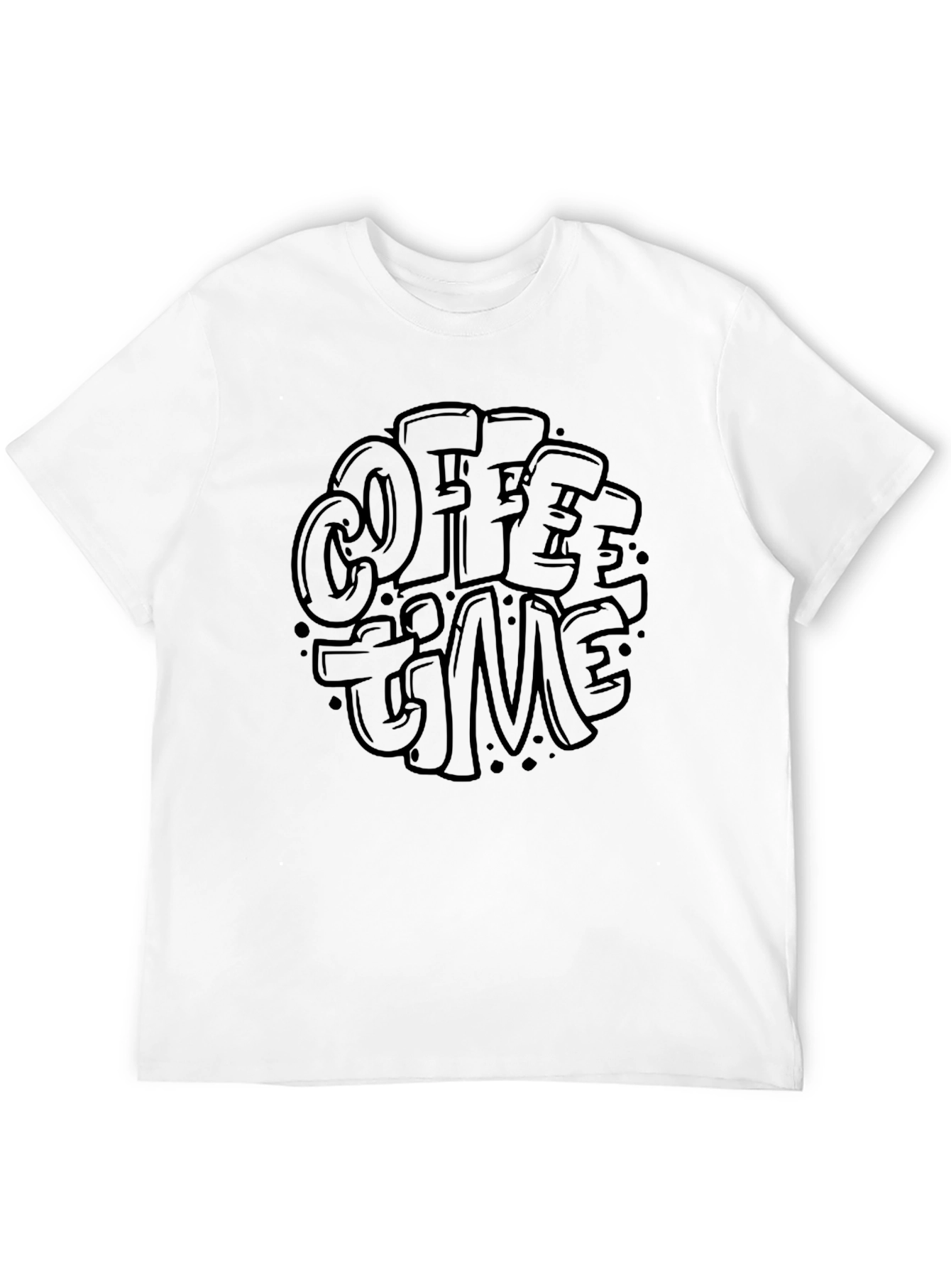 Coffee Time Graphic Tee - Black Crew Neck T-Shirt