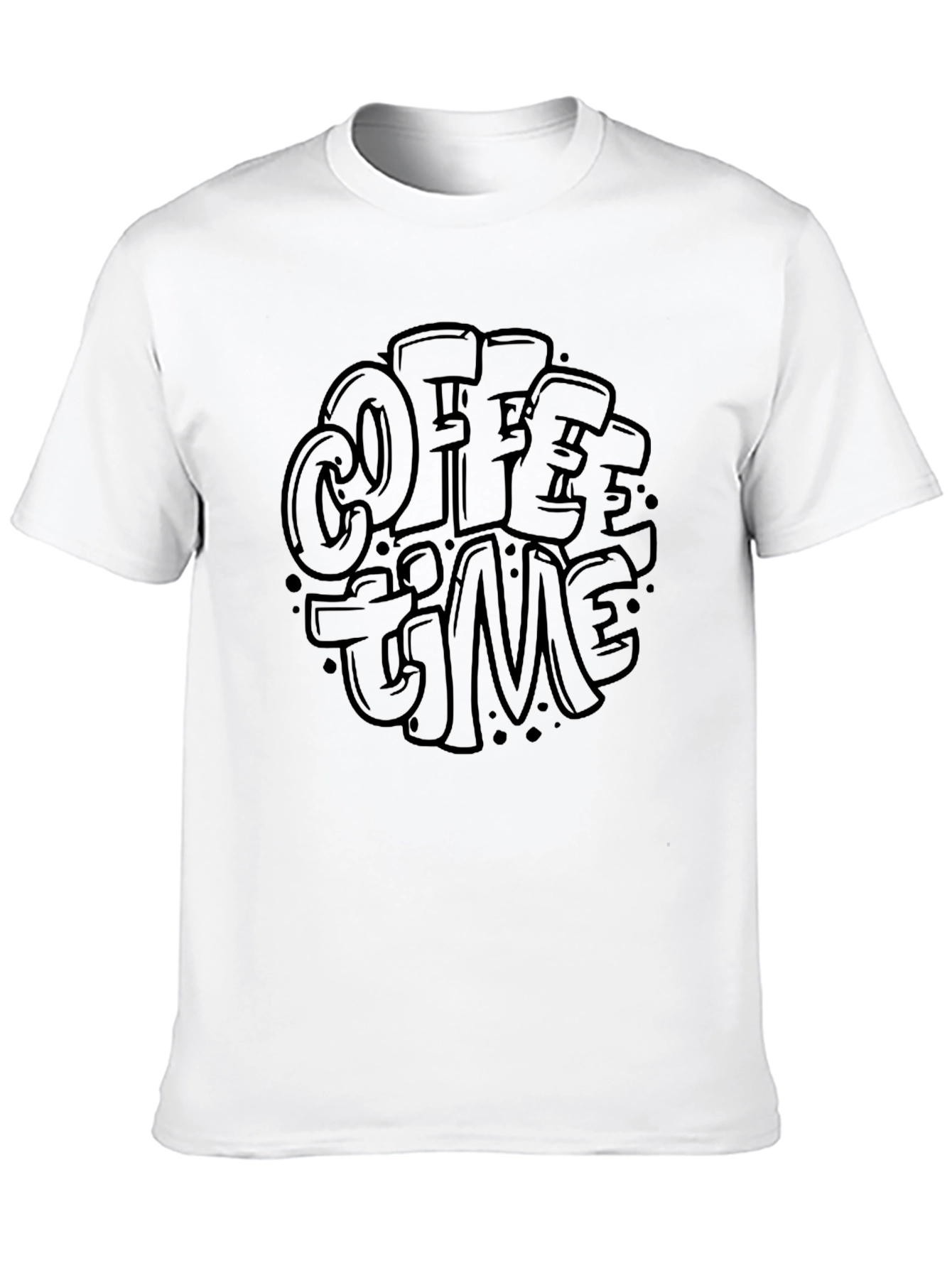 Coffee Time Graphic Tee - Black Crew Neck T-Shirt