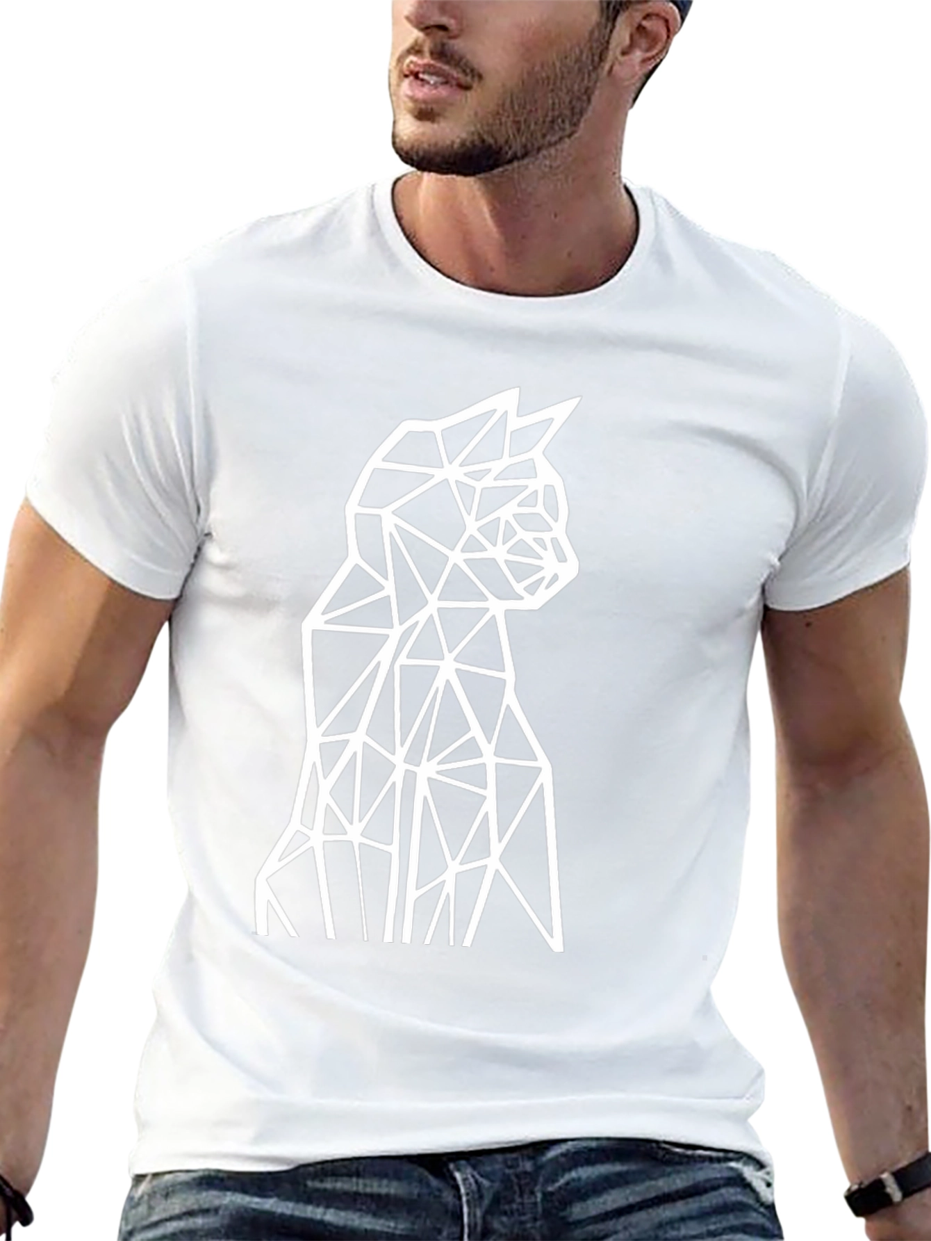 Geometric Cat Tee - Modern Minimalist Design