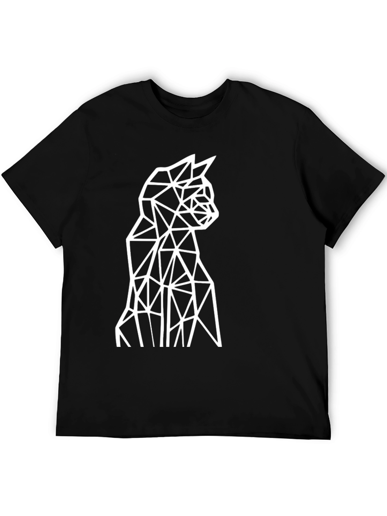 Geometric Cat Tee - Modern Minimalist Design