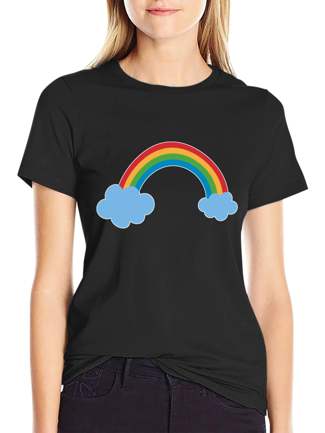 Rainbow Cloud Graphic Tee - Black