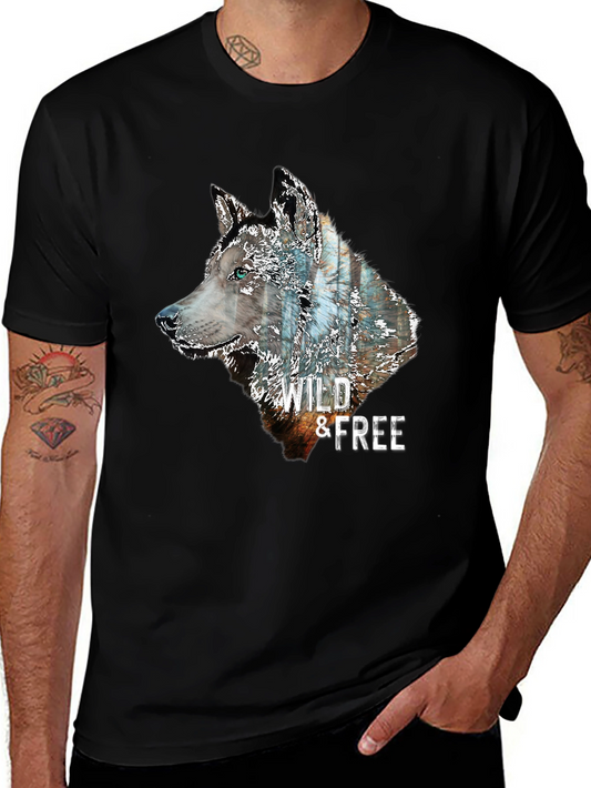 Wild & Free Wolf Graphic Tee - Black Cotton Blend