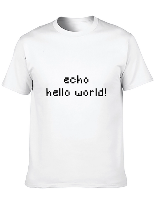 Echo Hello World Black T-Shirt Programmer Coder