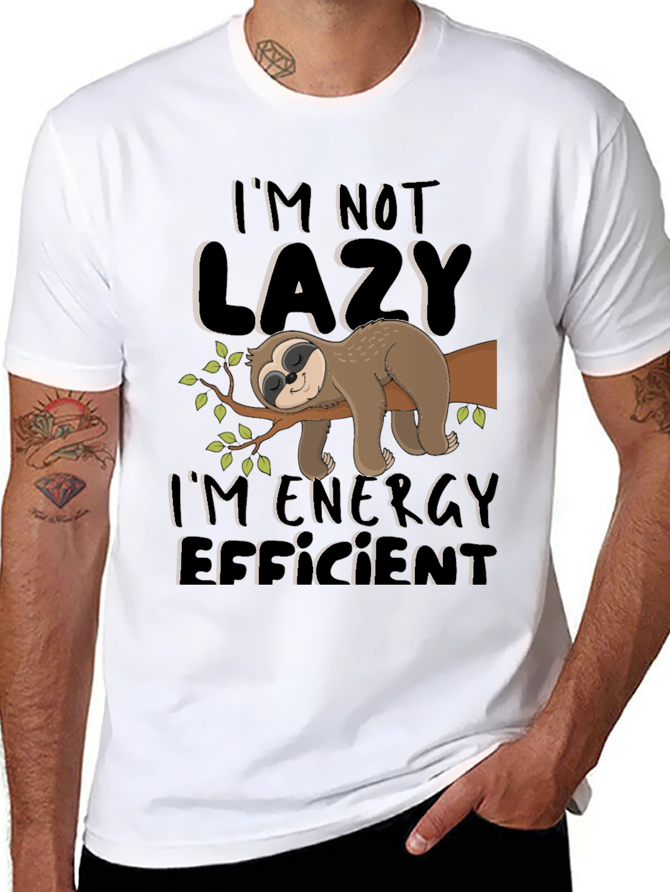 Funny Sloth Energy Efficient Graphic T-Shirt