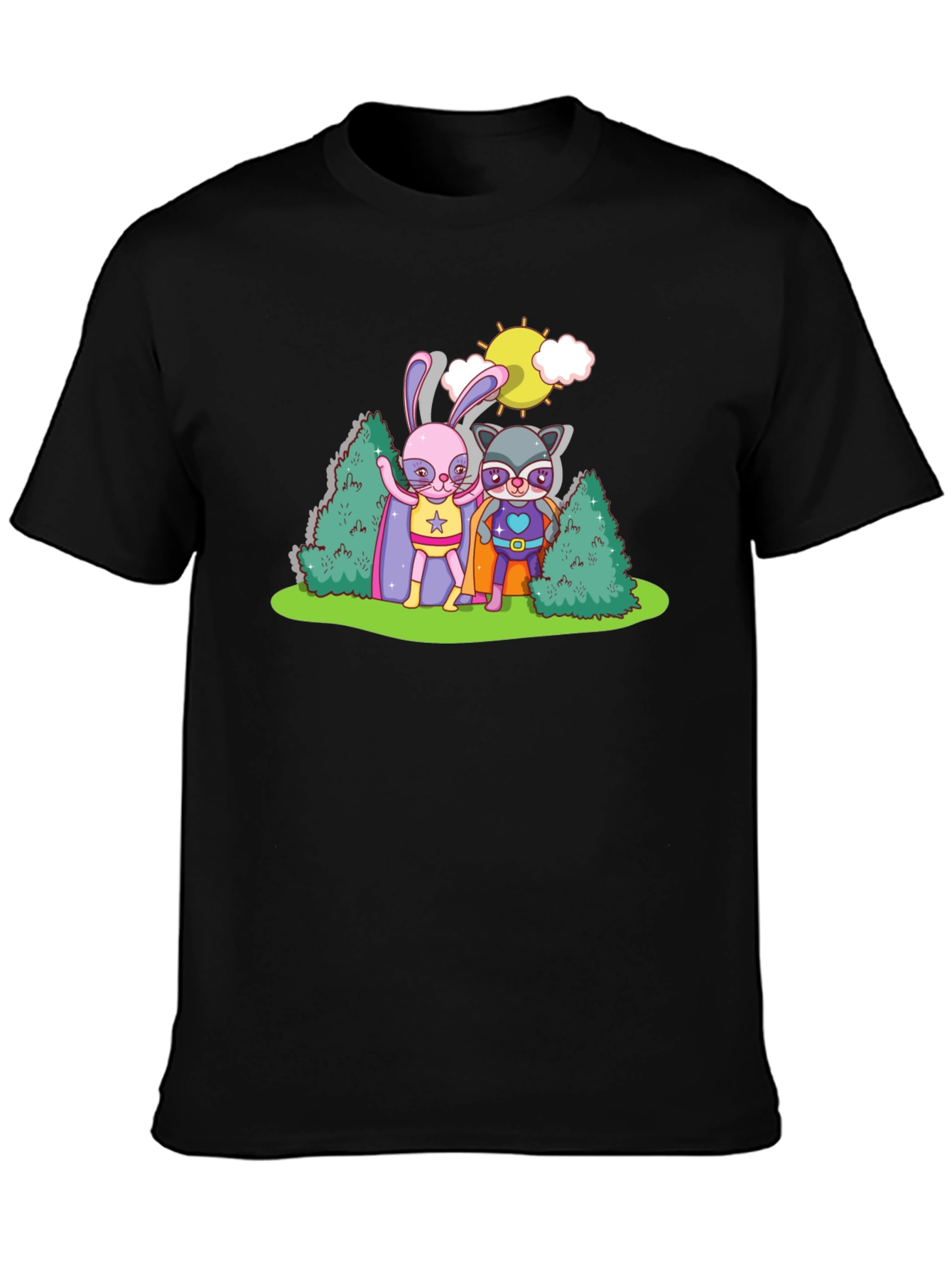 Superhero Bunny & Raccoon Graphic Tee