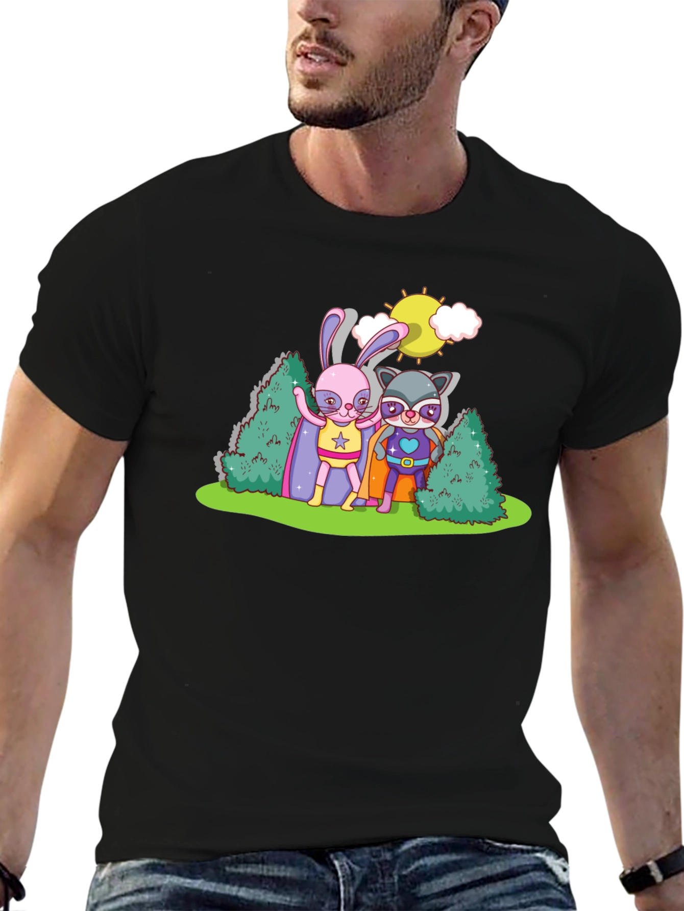 Superhero Bunny & Raccoon Graphic Tee