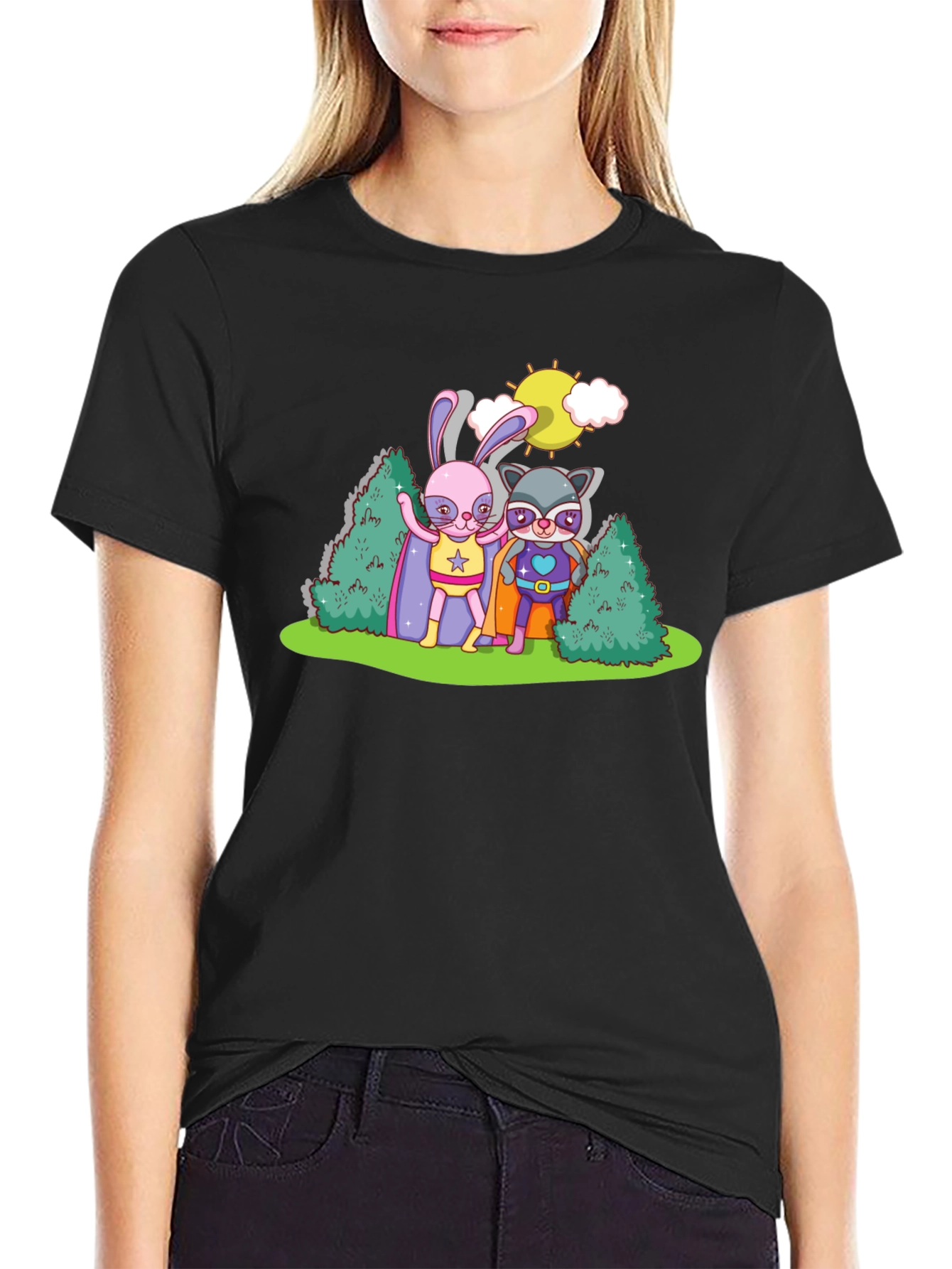 Superhero Bunny & Raccoon Graphic Tee