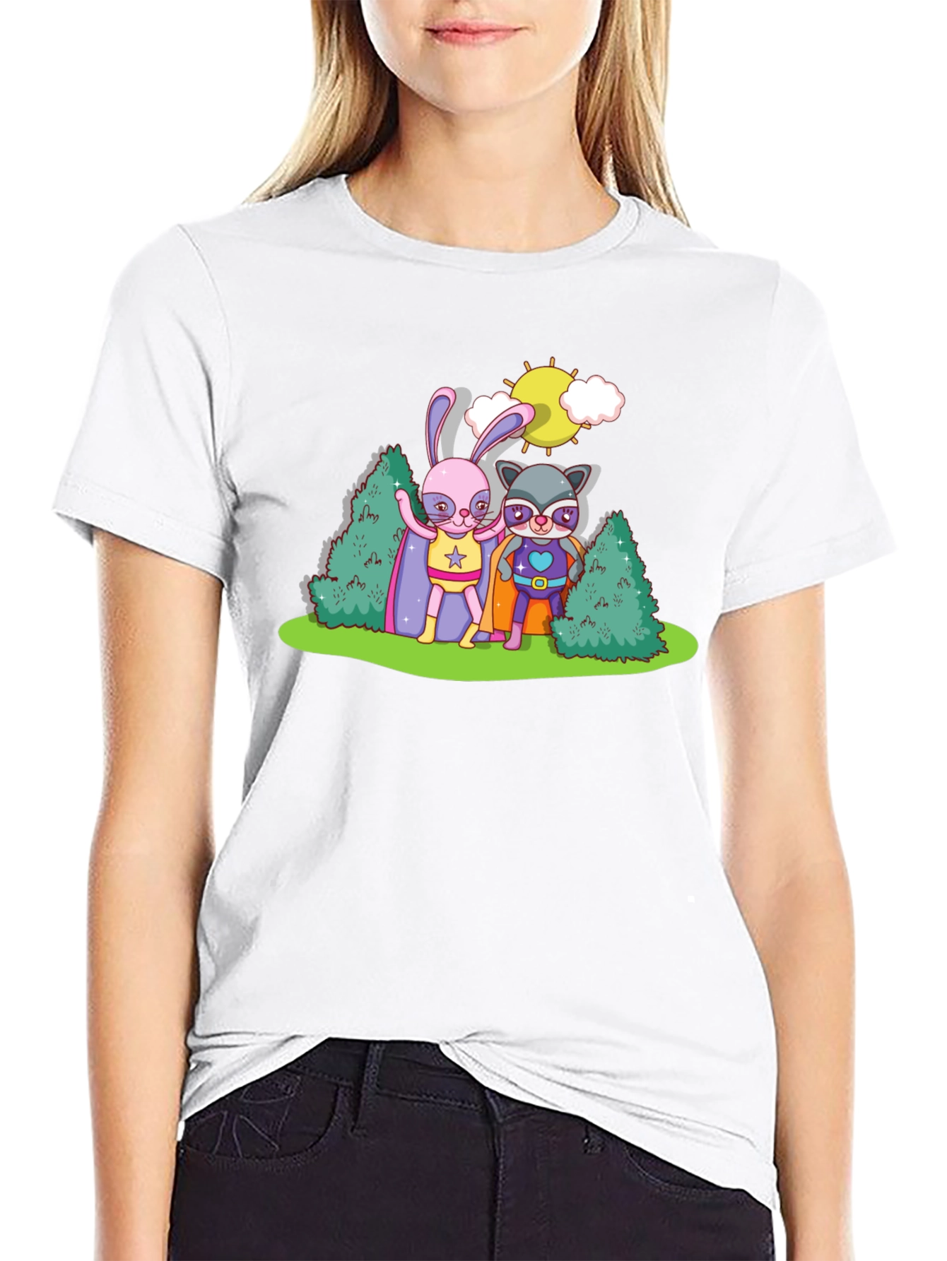 Superhero Bunny & Raccoon Graphic Tee
