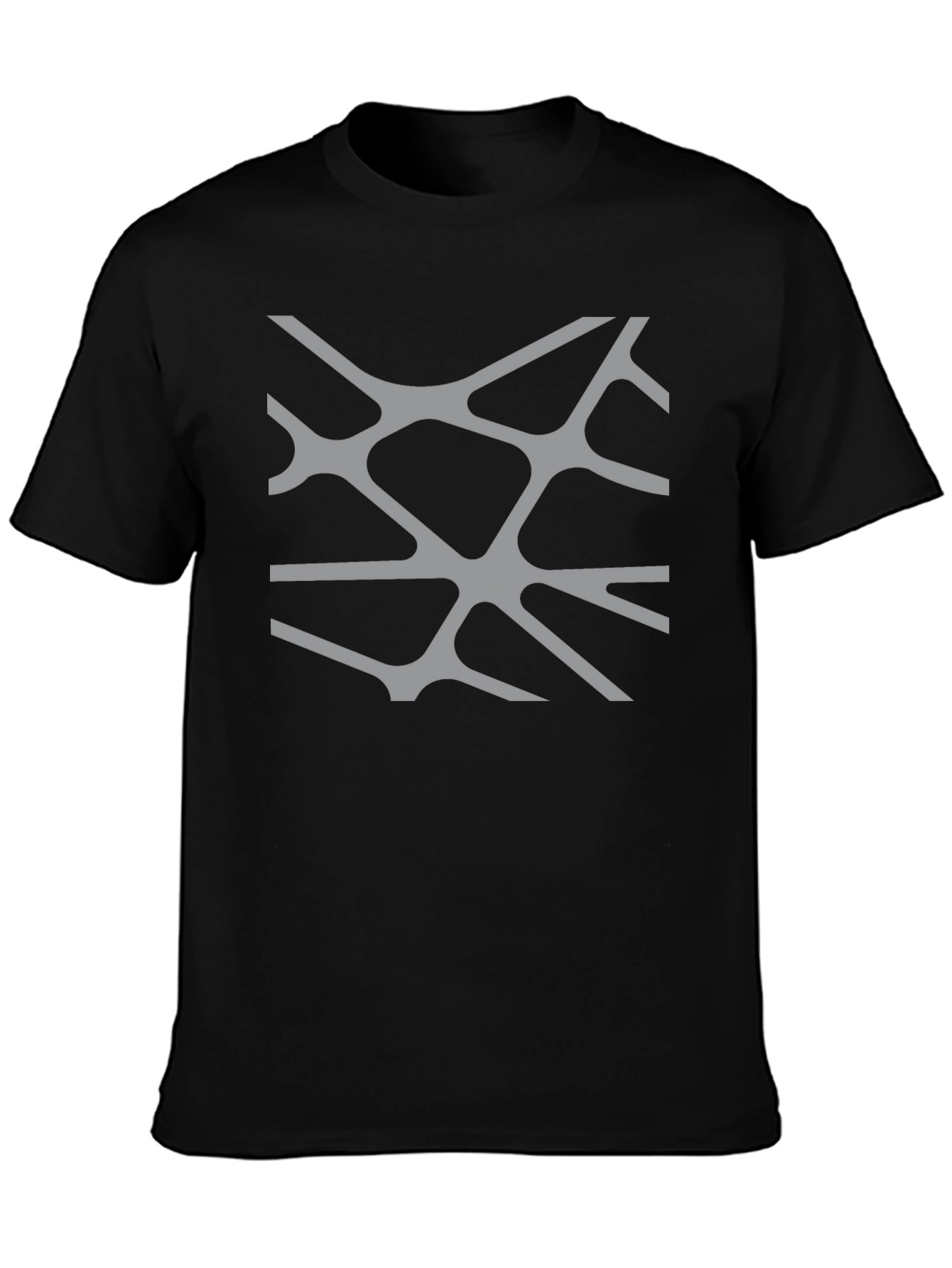 Abstract Line Pattern Black T-Shirt