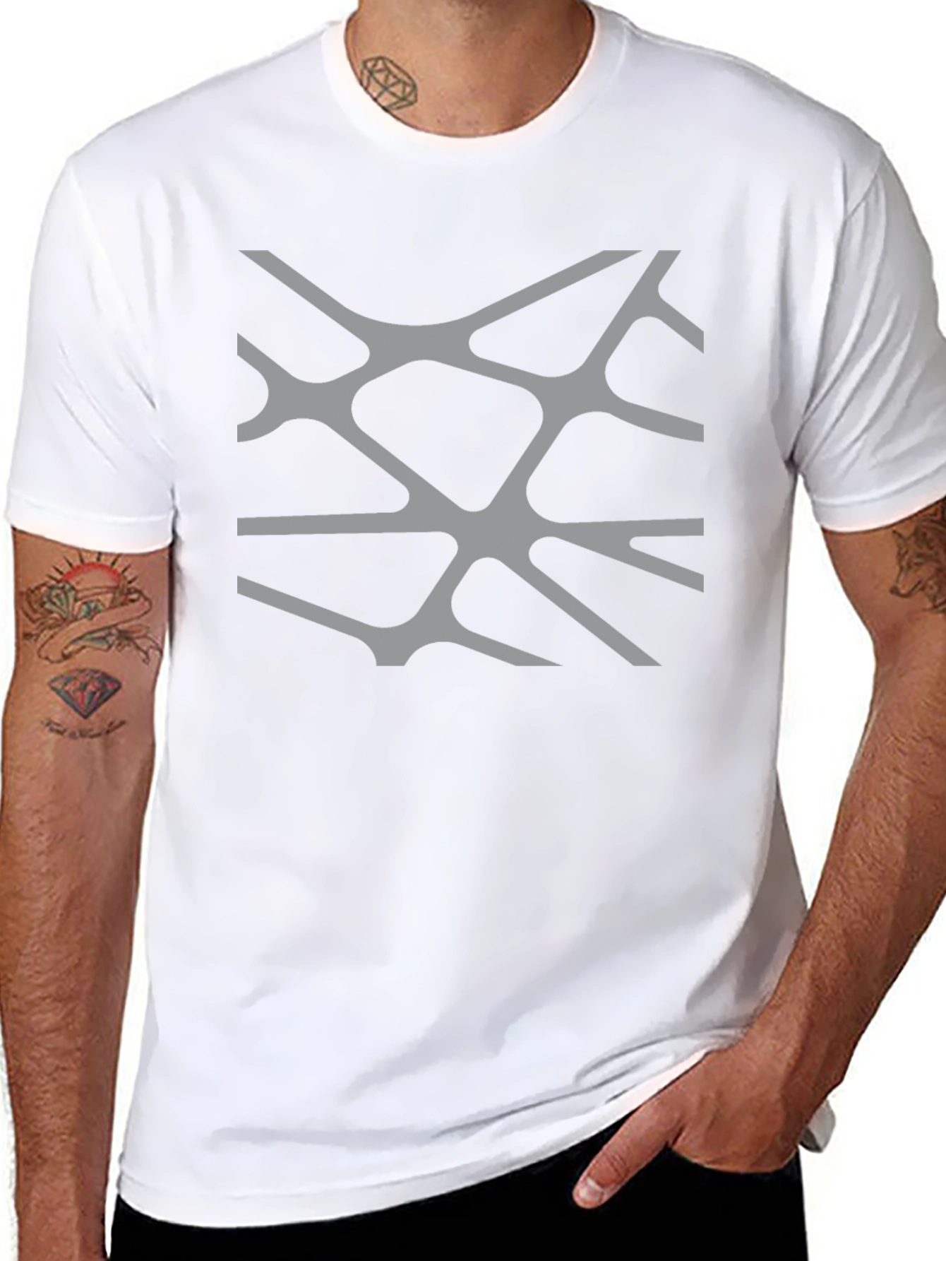 Abstract Line Pattern Black T-Shirt