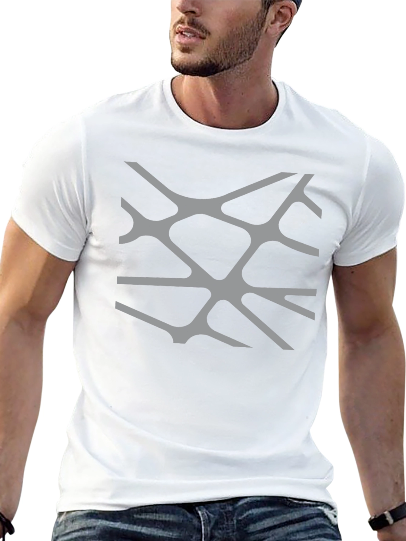 Abstract Line Pattern Black T-Shirt