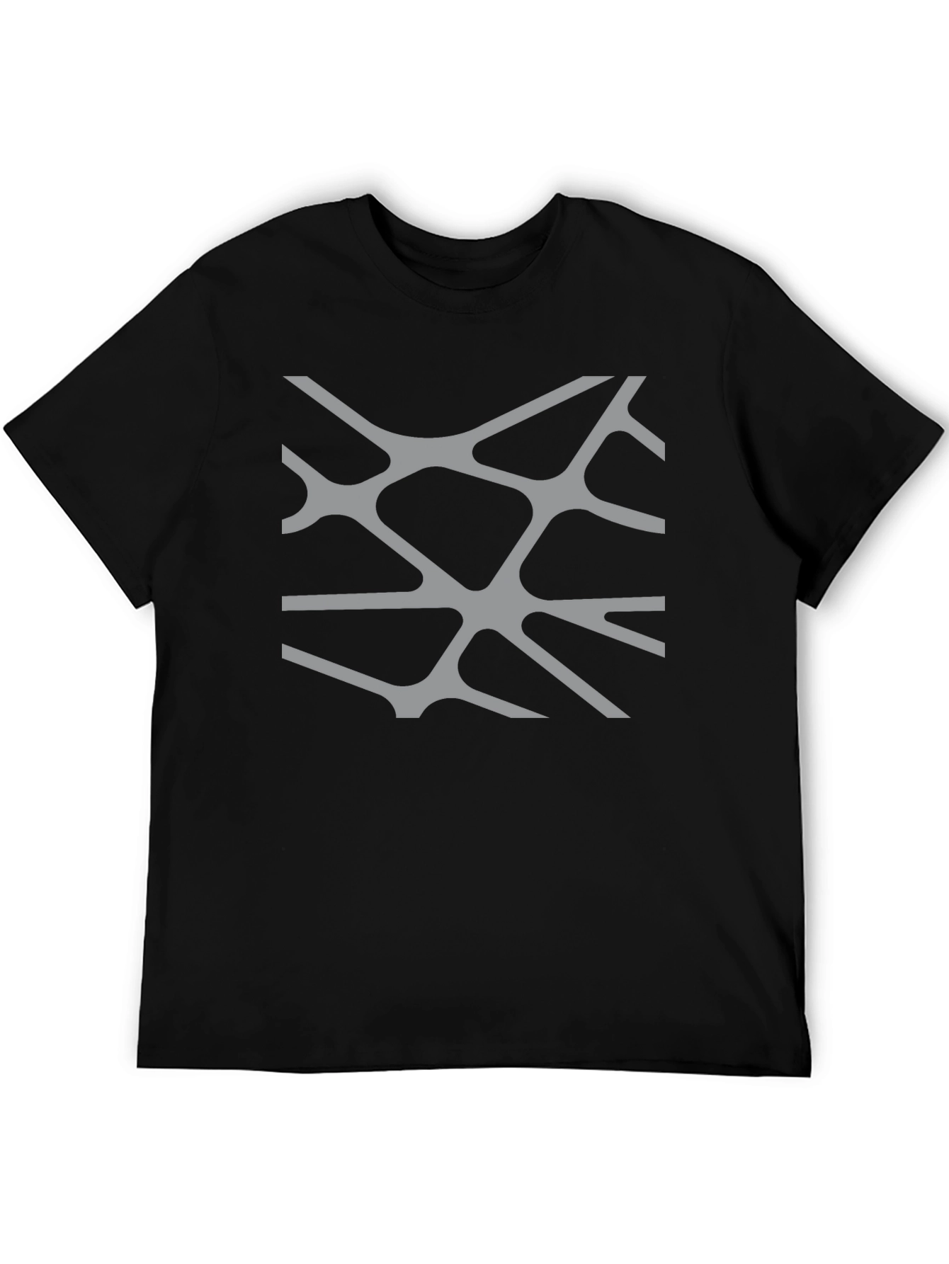 Abstract Line Pattern Black T-Shirt