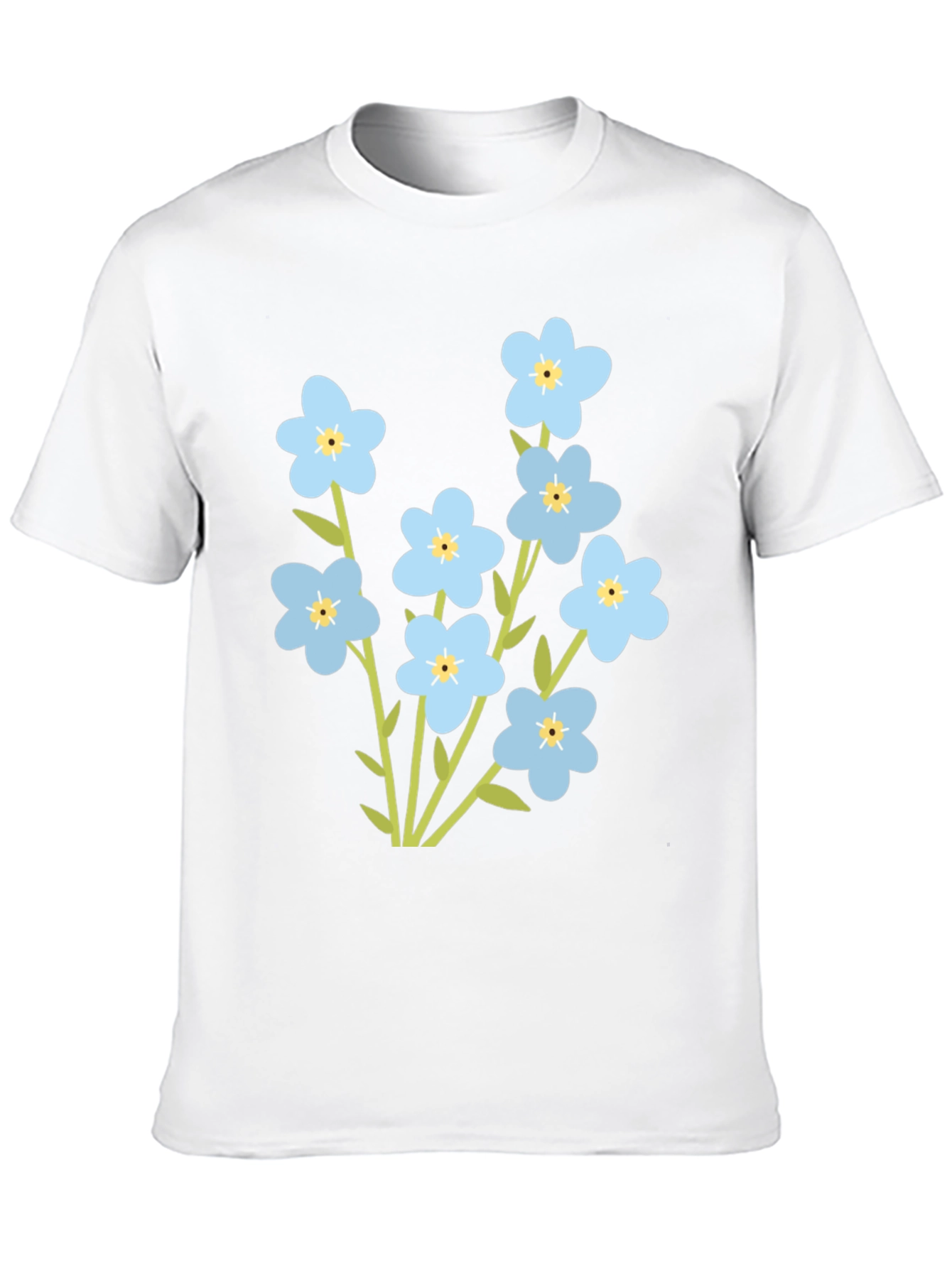 Forget-Me-Not Flower Graphic Tee - Black