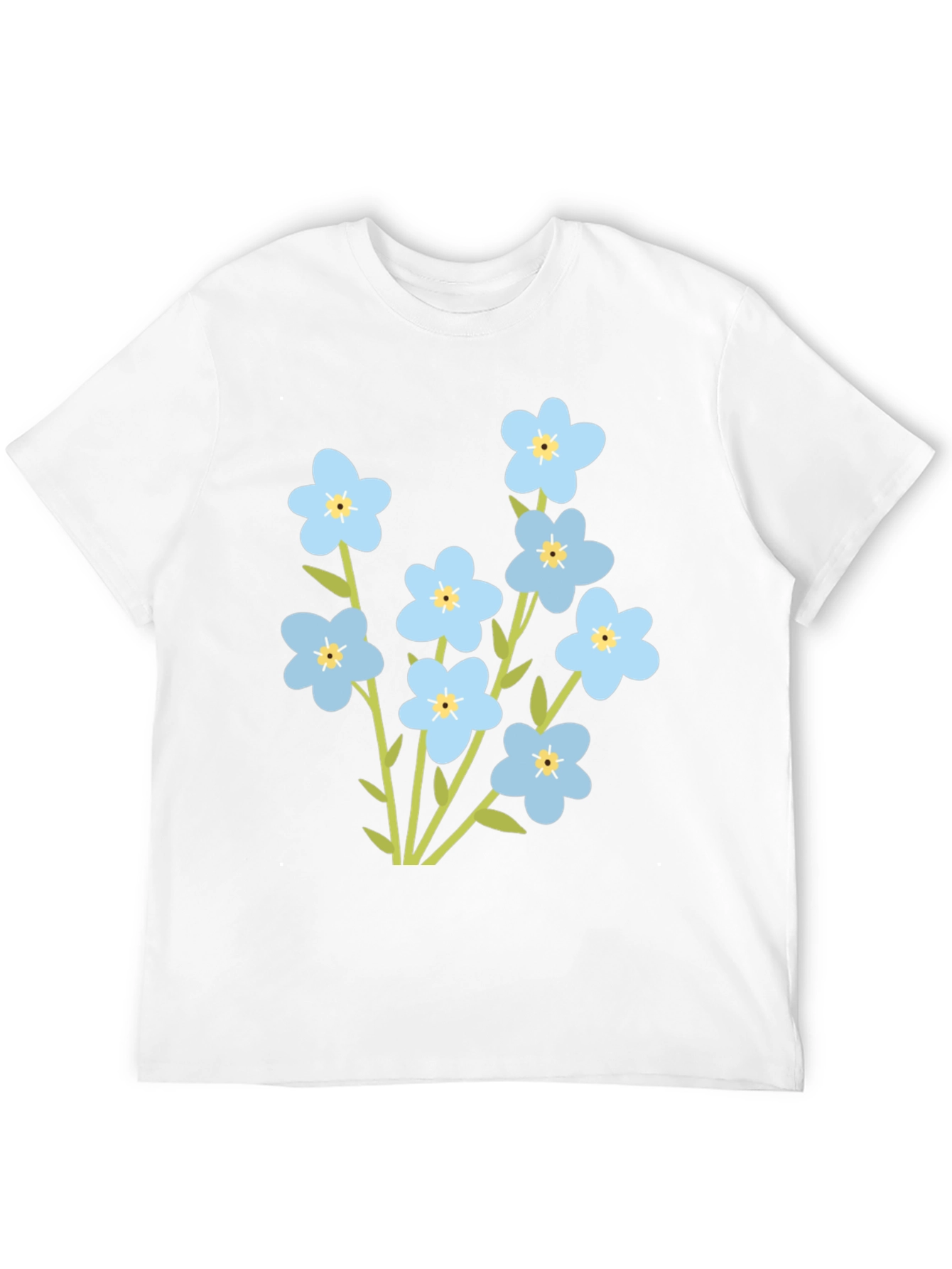 Forget-Me-Not Flower Graphic Tee - Black