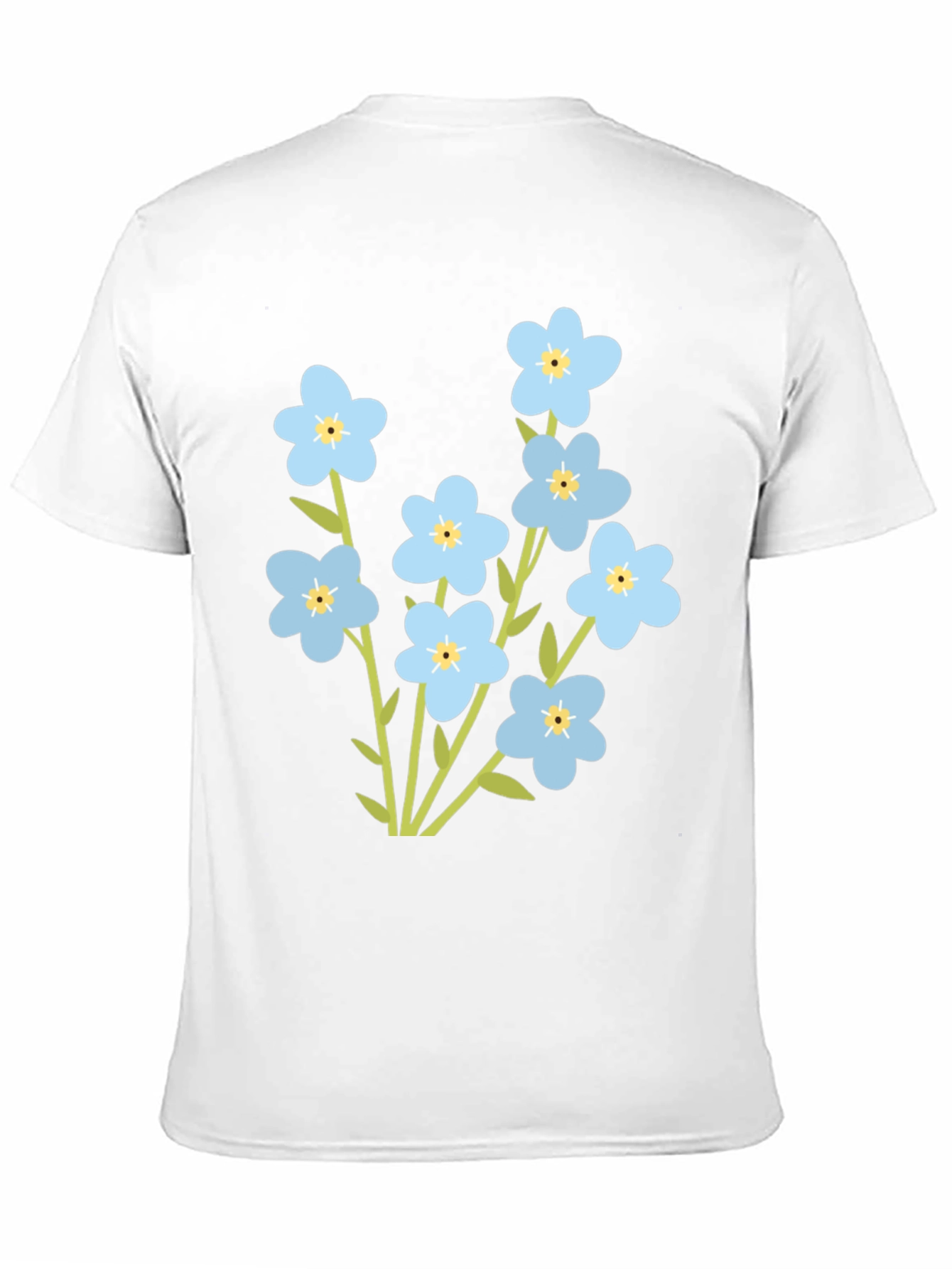 Forget-Me-Not Flower Graphic Tee - Black