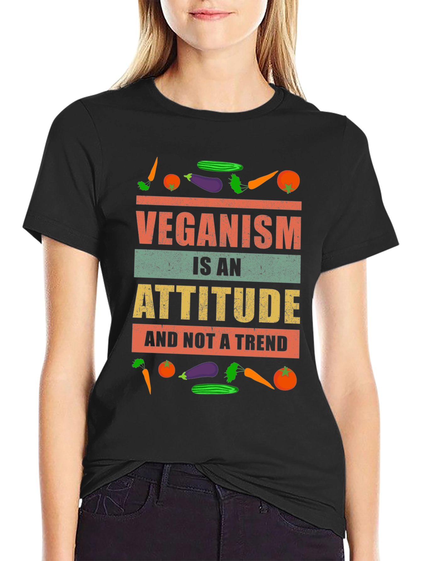 Veganism Attitude T-Shirt -  Unisex Black Tee