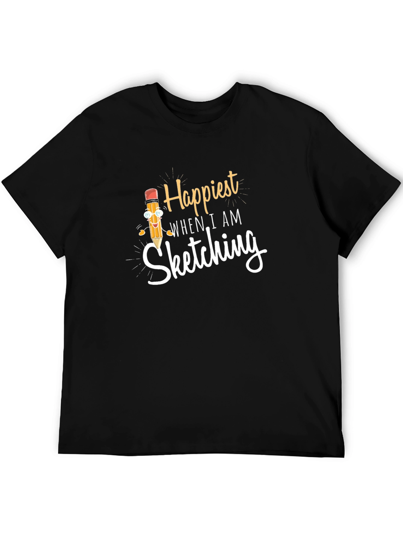 Happiest When Sketching Black Graphic Tee