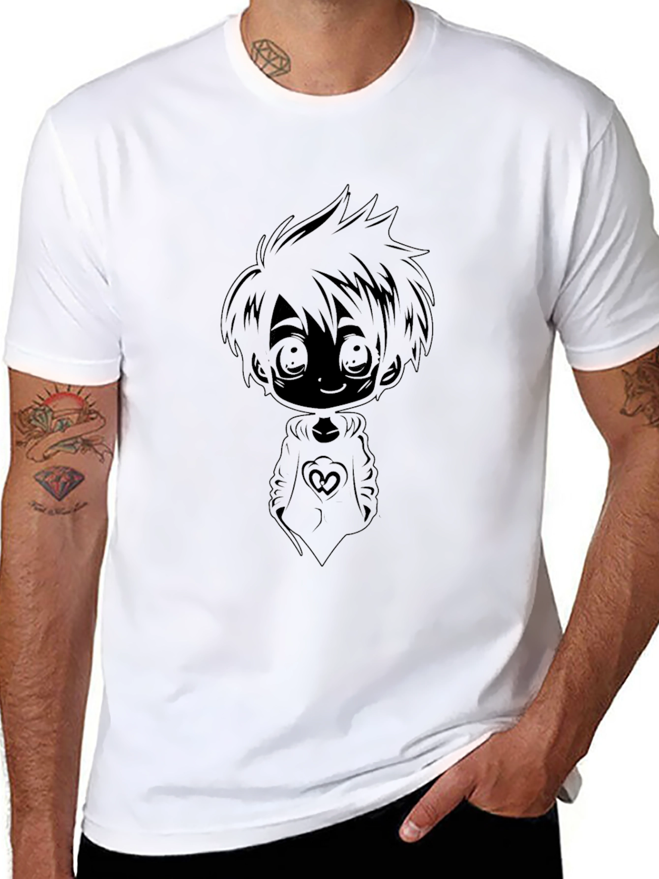 Anime Chibi Graphic Black T-Shirt