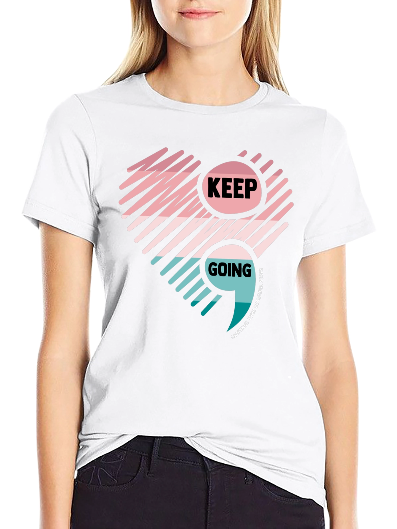 Keep Going Heart T-Shirt - Inspirational Design