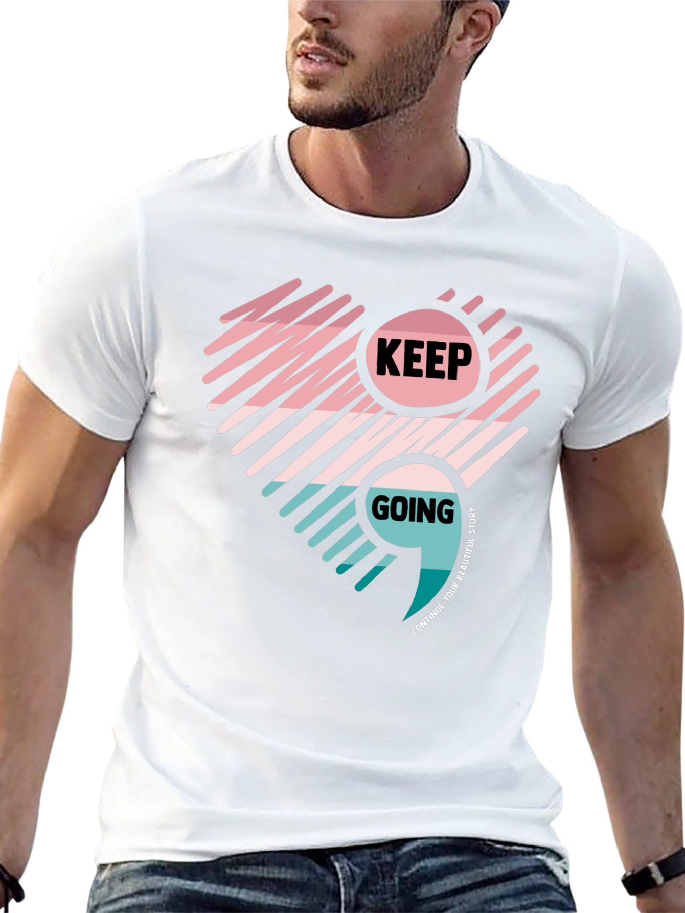 Keep Going Heart T-Shirt - Inspirational Design