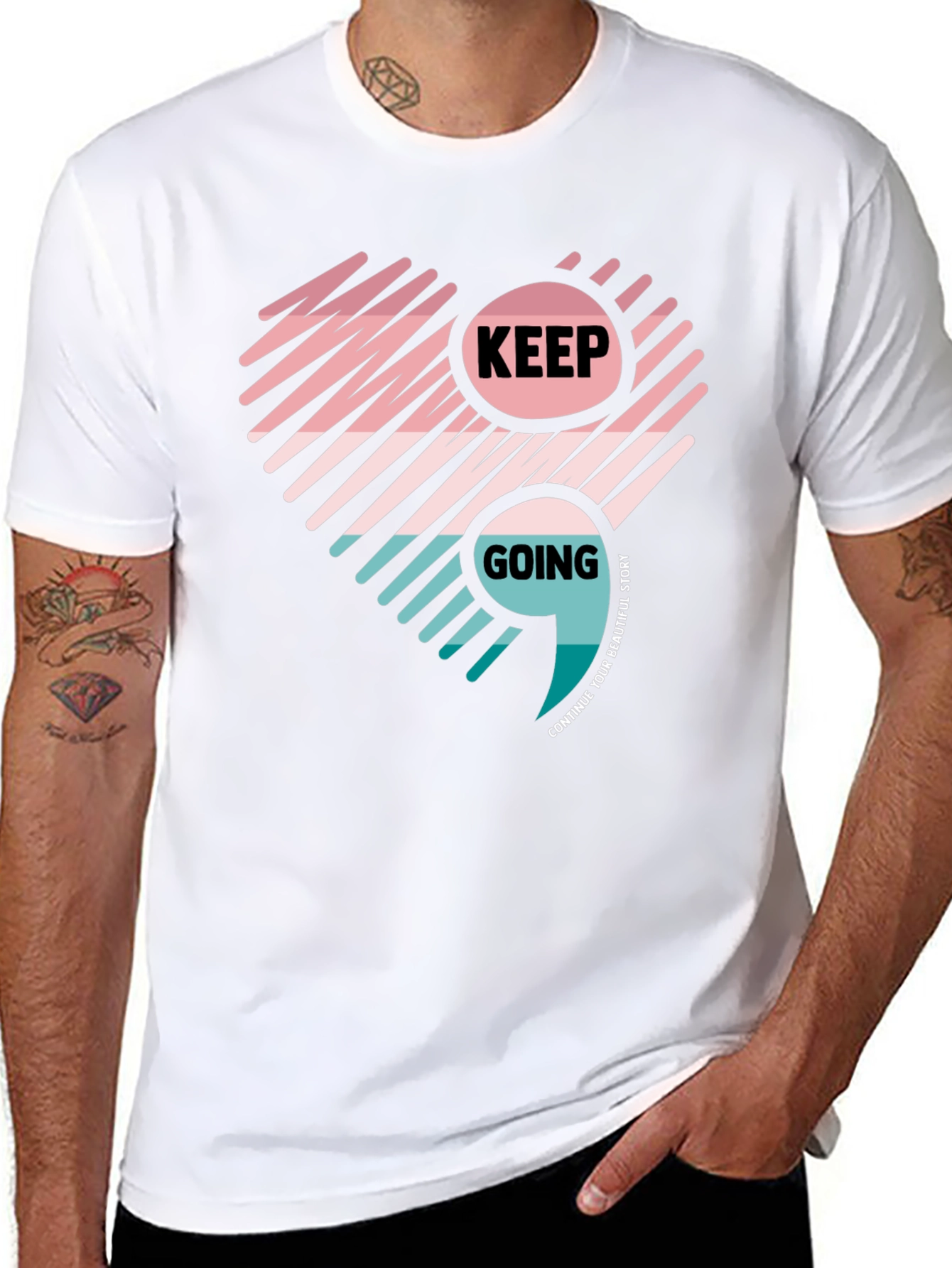 Keep Going Heart T-Shirt - Inspirational Design