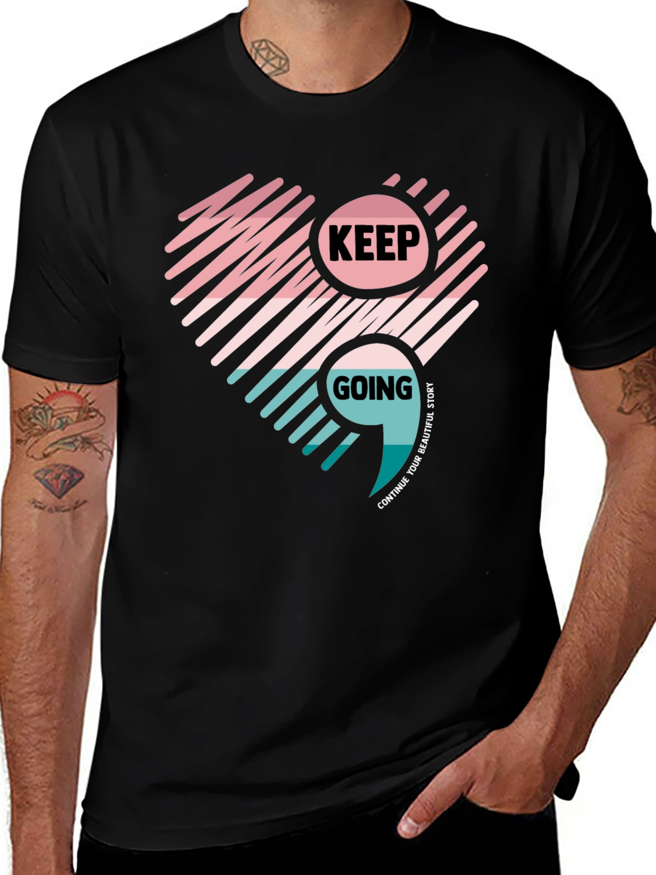 Keep Going Heart T-Shirt - Inspirational Design