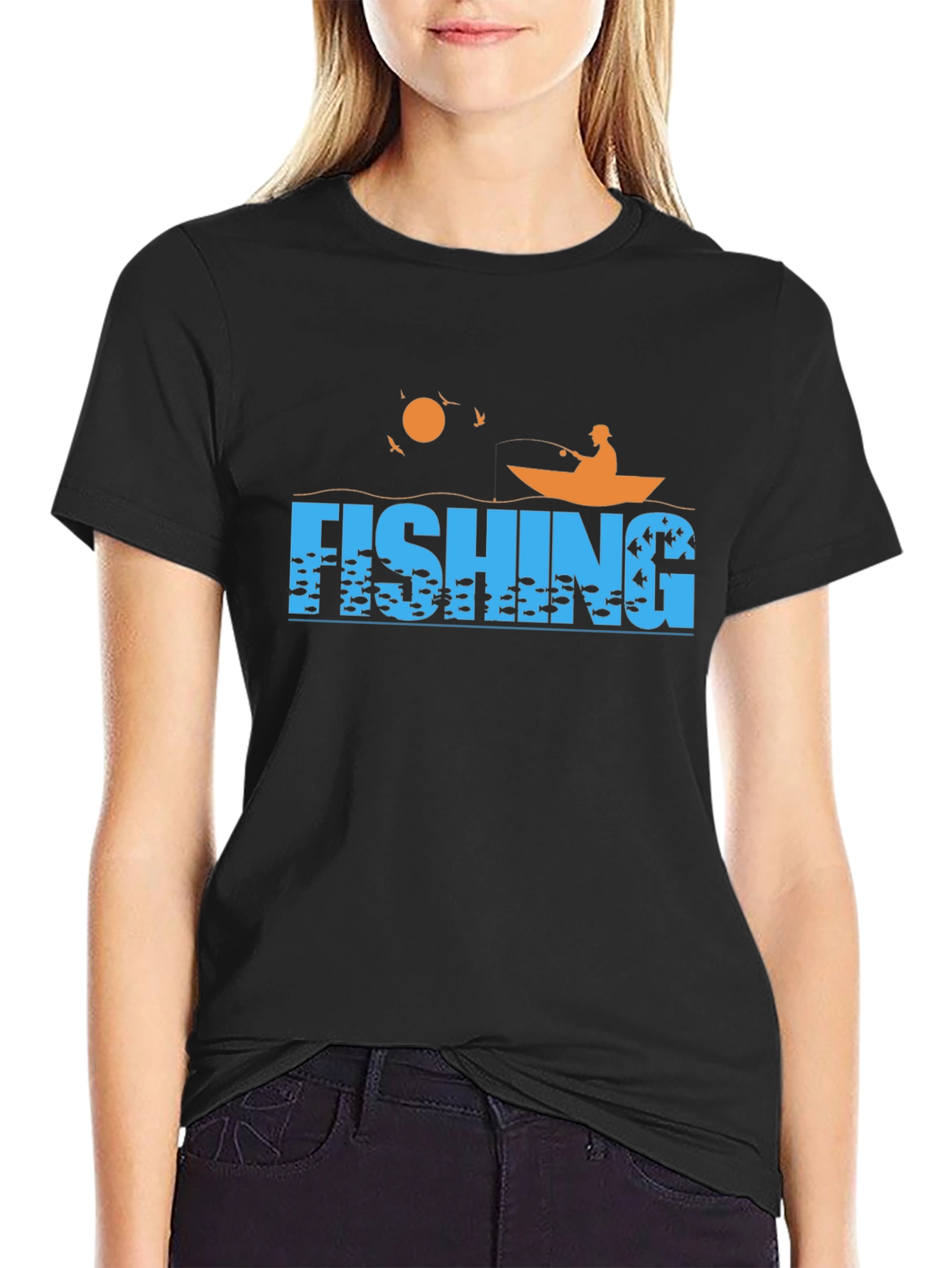 Fishing Graphic T-Shirt - Boat Fisherman Fish Design