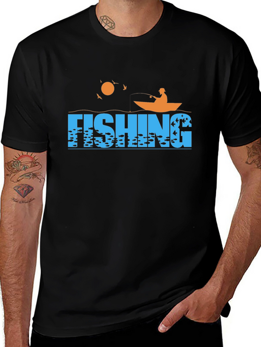 Fishing Graphic T-Shirt - Boat Fisherman Fish Design