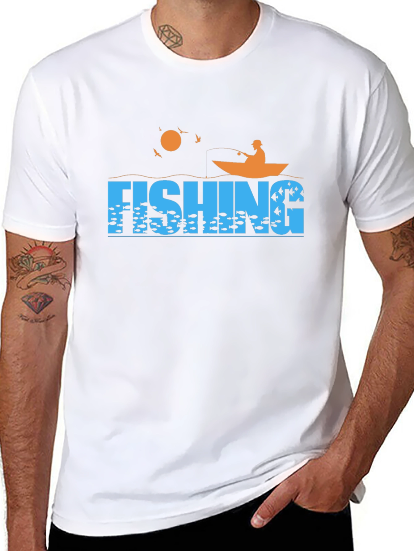 Fishing Graphic T-Shirt - Boat Fisherman Fish Design