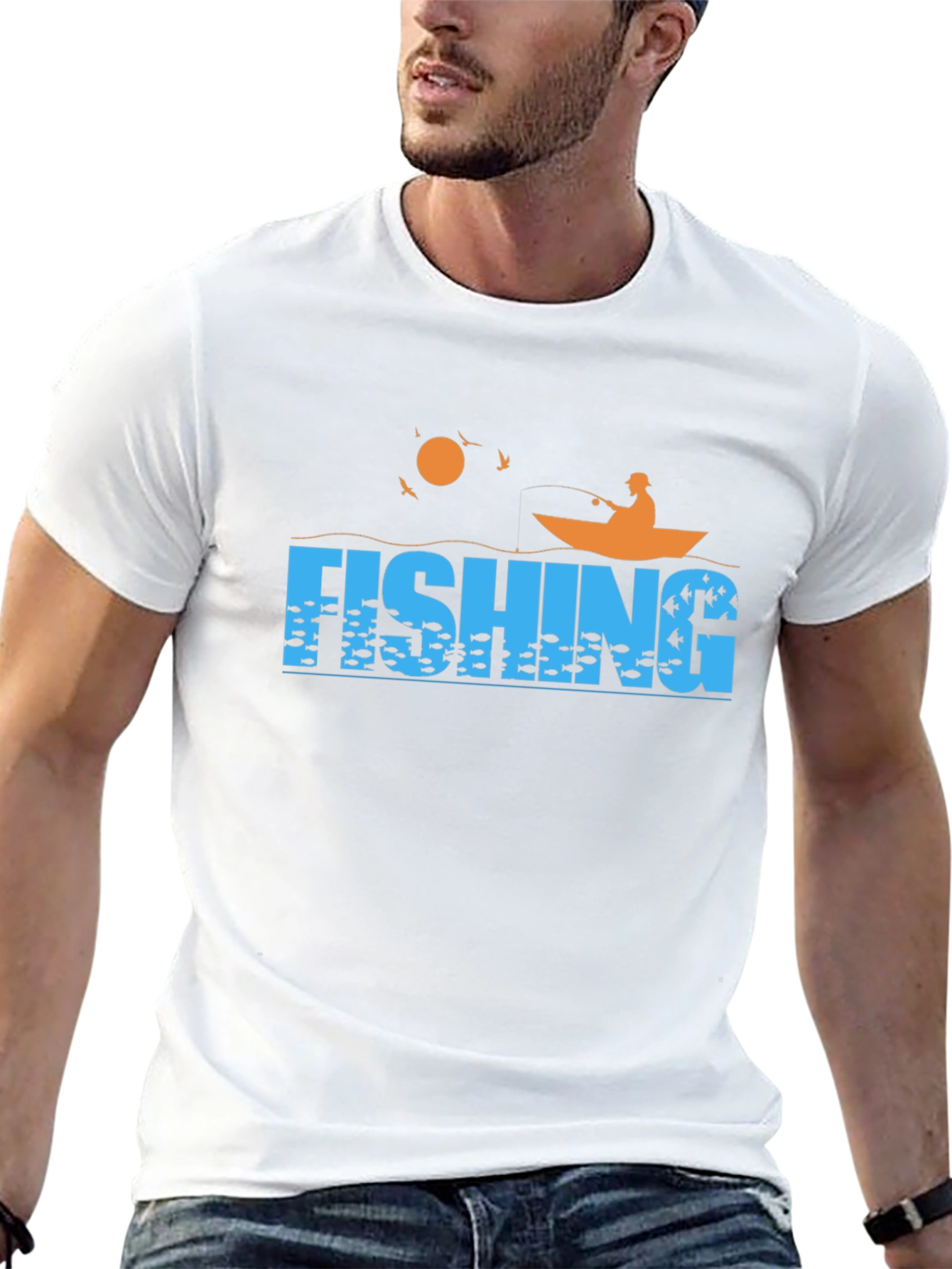 Fishing Graphic T-Shirt - Boat Fisherman Fish Design