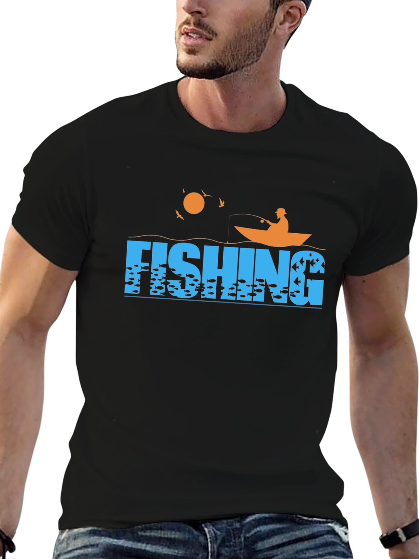 Fishing Graphic T-Shirt - Boat Fisherman Fish Design