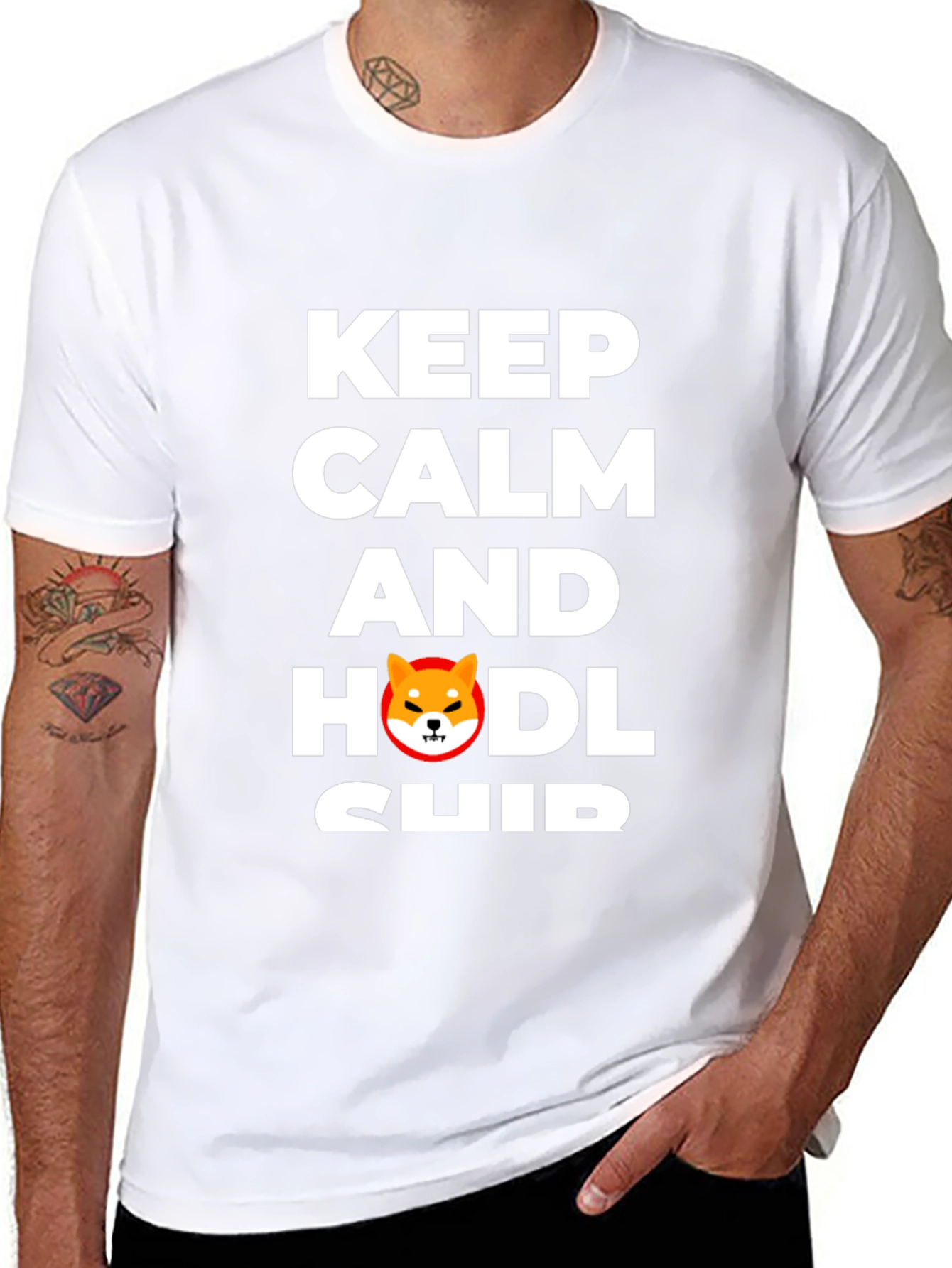 Keep Calm & HODL Shiba Inu Black T-Shirt