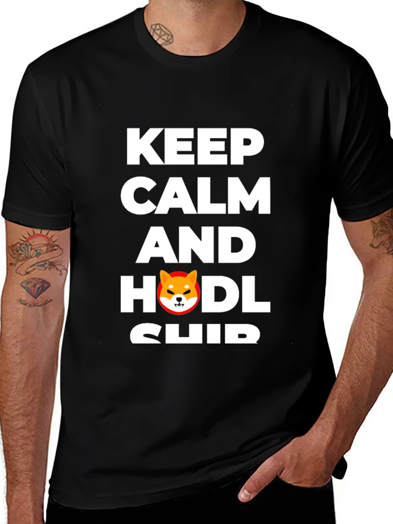 Keep Calm & HODL Shiba Inu Black T-Shirt