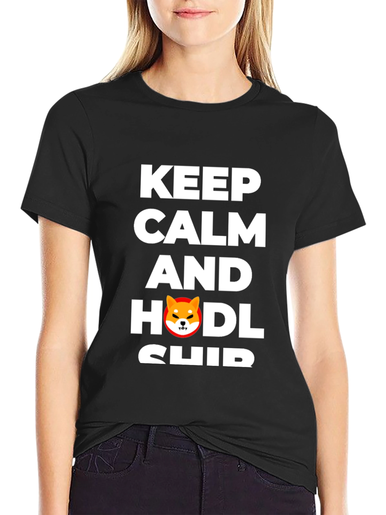 Keep Calm & HODL Shiba Inu Black T-Shirt