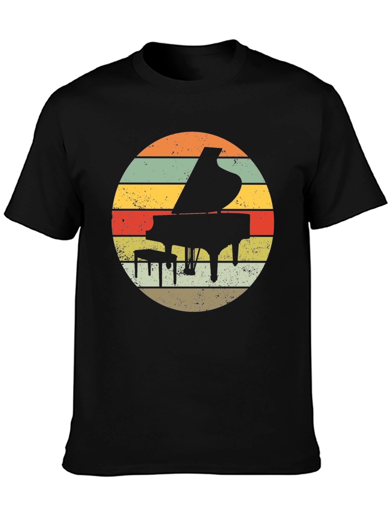 Retro Piano Sunset Graphic T-Shirt
